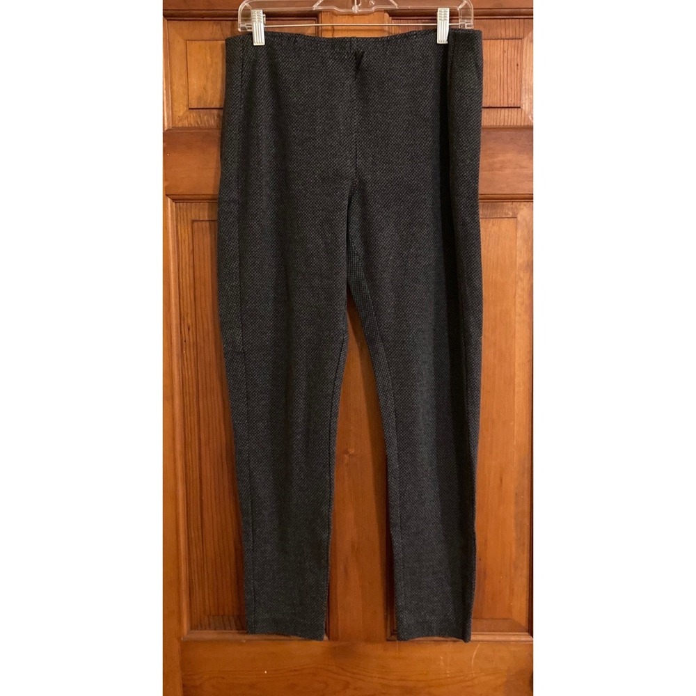 J Jill Womens L Tall Grey Black Micro Pattern Stretch Ponte Leggings Classic